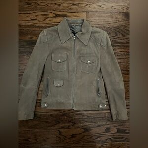 Gorgeous Elie Tahari Khaki Suede Leather Jacket.  Size XS